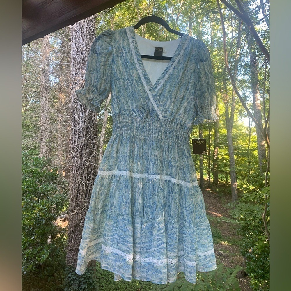 Taylor Cottagecore Romantic Festival Baby Doll Feminine Abstract Mini Dress - Picture 4 of 11